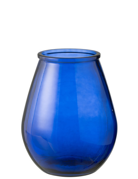 Vase Œuf Verre Bleu GrandJ-Line51219