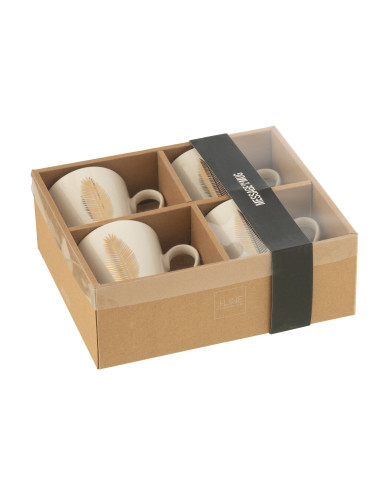 Tasse Plume Porcelaine Blanc / OrJ-Line