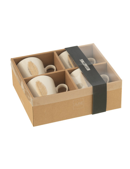 Tasse Plume Porcelaine Blanc / OrJ-Line