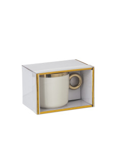 Boîte de 1 tasse en céramique blanche/orJ-Line