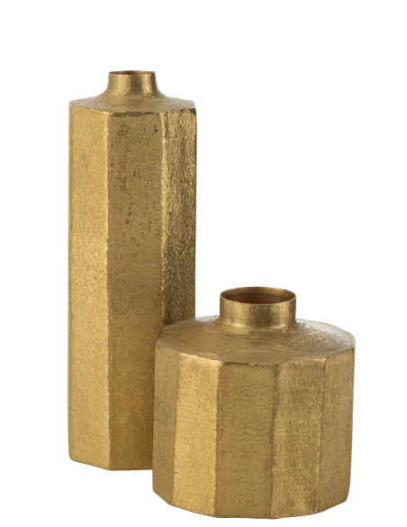 Grand vase carré en métal doréJ-Line46091