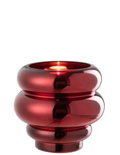 Porte-bougie/vase Cléa en verre rouge foncéJ-Line48627 2