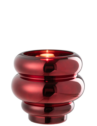 Porte-bougie/vase Cléa en verre rouge foncéJ-Line48627