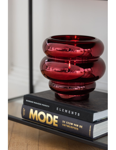 Porte-bougie/vase Cléa en verre rouge foncéJ-Line48627
