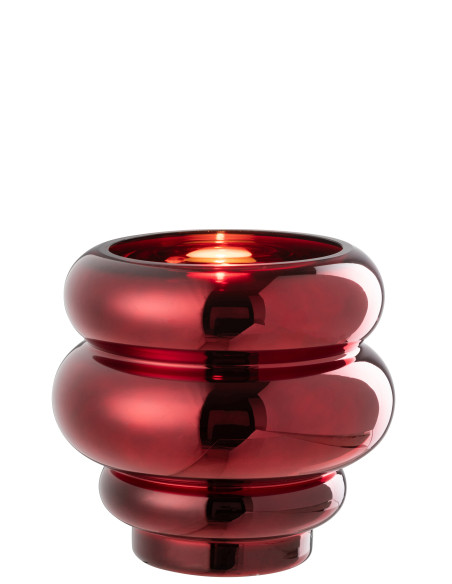 Porte-bougie/vase Cléa en verre rouge foncéJ-Line48627