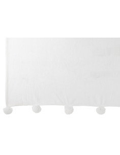 Plaid Pompon Polyester Blanc 2