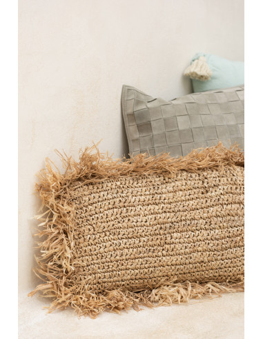 Coussin Rectangle en Raphia NaturelJ-Line