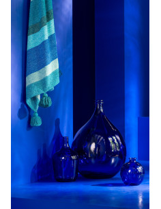Vase Lisbonne en verre bleu grandJ-Line51223 2