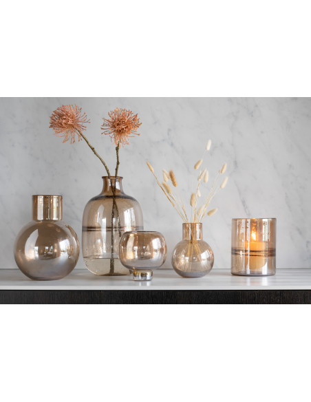 Vase en verre ambré avec petit rebord rond.J-Line23321