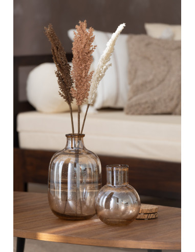 Vase en verre ambré avec petit rebord rond.J-Line23321