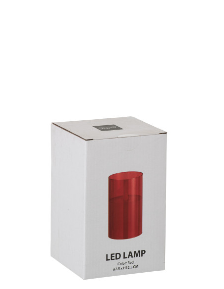 Lampe à LED en verre rouge brillant petite