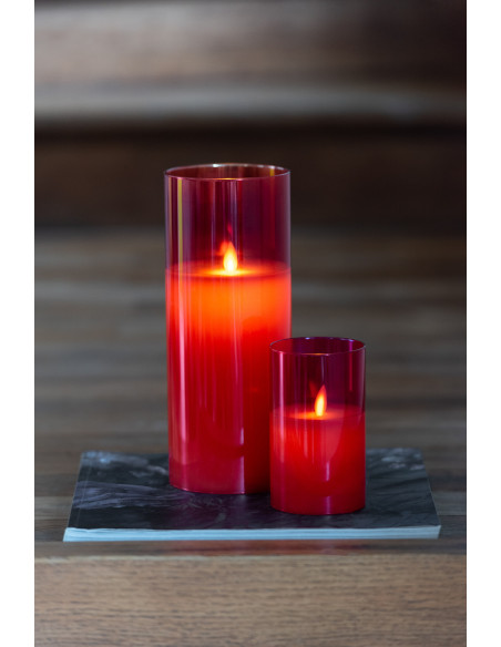 Lampe à LED en verre rouge brillant petite