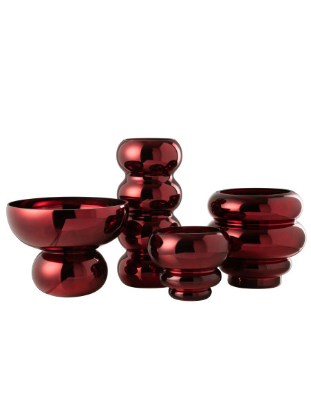 Bol Pied Arrondi Verre Rouge FoncéJ-Line48629