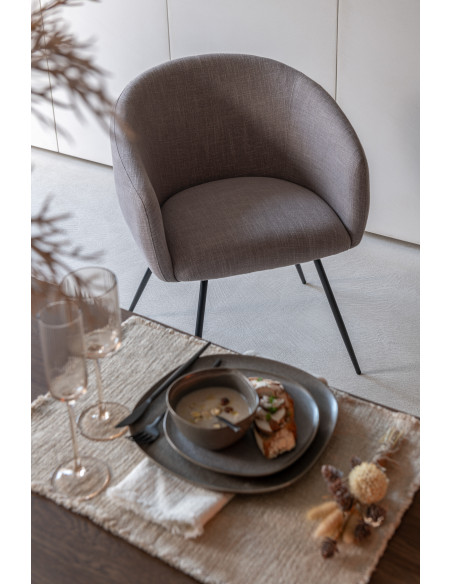 Chaise en acier/mousse taupe.