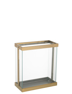 Lanterne rectangulaire Enma en fer/verre doré petit 2