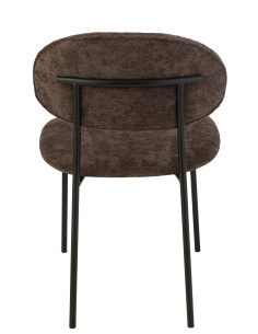 Chaise de salle à manger en textile/métal marron foncé 2