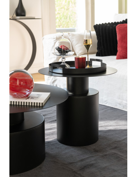 Ensemble de 3 plateaux ronds en métal noirJ-Line