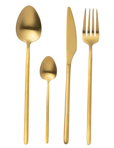 Couverts de table en acier inoxydable mat doré, 24 piècesJ-Line 2