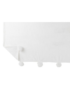 Plaid Pompon Polyester Blanc 2