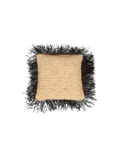 Housse de coussin en raphia - Naturel Noir - 40x40