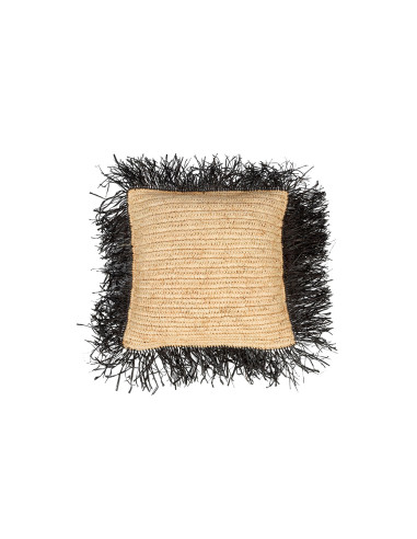 Housse de coussin en raphia - Naturel Noir - 40x40
