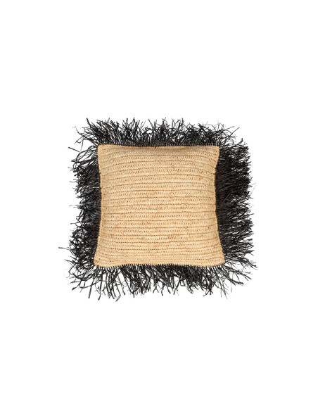 Housse de coussin en raphia - Naturel Noir - 40x40