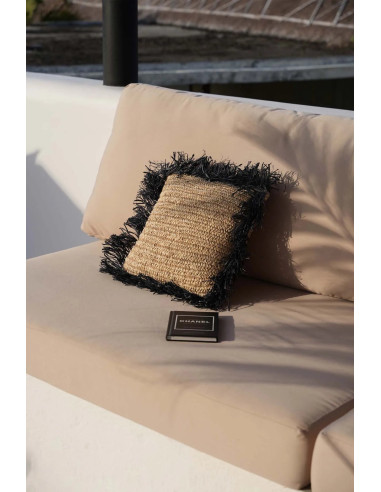 Housse de coussin en raphia - Naturel Noir - 40x40