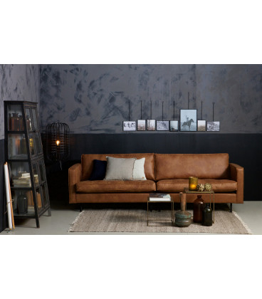 Canapé Rodéo Classic 3 Places XL Cognac Cuir Recyclé Façon MatelasséWOOOD by De Eekhoorn