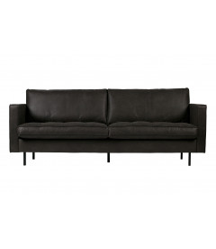 Canapé Rodéo Classic 2.5 Places XL Classic Black Cuir Recyclé Façon MatelasséWOOOD by De Eekhoorn