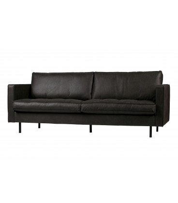 Canapé Rodéo Classic 2.5 Places XL Classic Black Cuir Recyclé Façon MatelasséWOOOD by De Eekhoorn