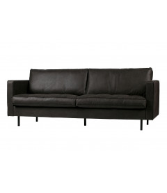 Canapé Rodéo Classic 2.5 Places XL Classic Black Cuir Recyclé Façon MatelasséWOOOD by De Eekhoorn