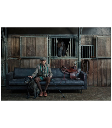 Canapé Rodéo Classic 3 Places XL Black Cuir Recyclé Façon MatelasséWOOOD by De Eekhoorn