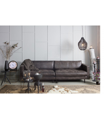 Canapé Rodéo Classic 3 Places XL Black Cuir Recyclé Façon MatelasséWOOOD by De Eekhoorn