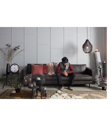 Canapé Rodéo Classic 3 Places XL Black Cuir Recyclé Façon MatelasséWOOOD by De Eekhoorn