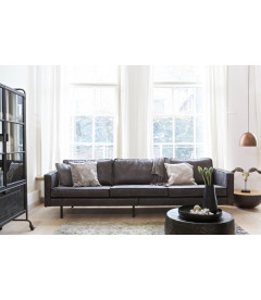 Canapé Rodéo 3 Places XL Black Cuir RecycléWOOOD by De Eekhoorn Canapé Rodéo 3 Places XL Black Cuir RecycléWOOOD by De Eekhoorn