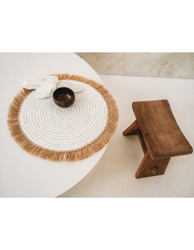 Set de table en raphia de jacinthe d'eau - Blanc Naturel