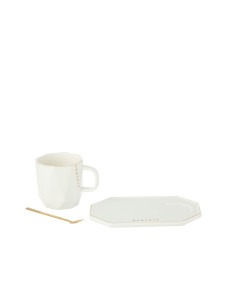 Tasse + Soucoupe + Cuillère Moments Céramique BlancJ-Line 2