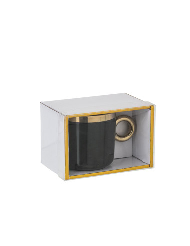 Boîte de 1 tasse en céramique noire/orJ-Line