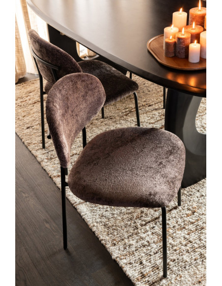 Chaise de salle à manger en textile/métal marron foncé