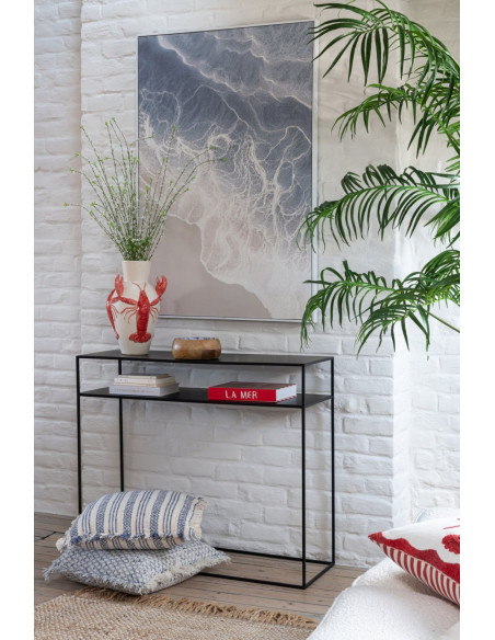 Console Rectangulaire 2 Étagères Métal NoirJ-Line86173